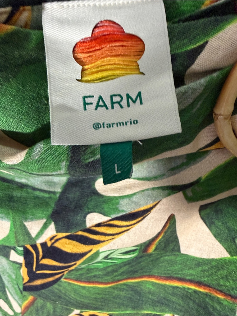 FarmRio Tropical Leaf High-Waist Women’s Shorts - Green large - Picture 8 of 8